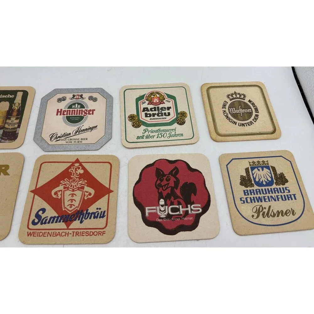 10 Vintage German Beer Coasters Binding Henninger Dortmunder Fuchs Breweriana